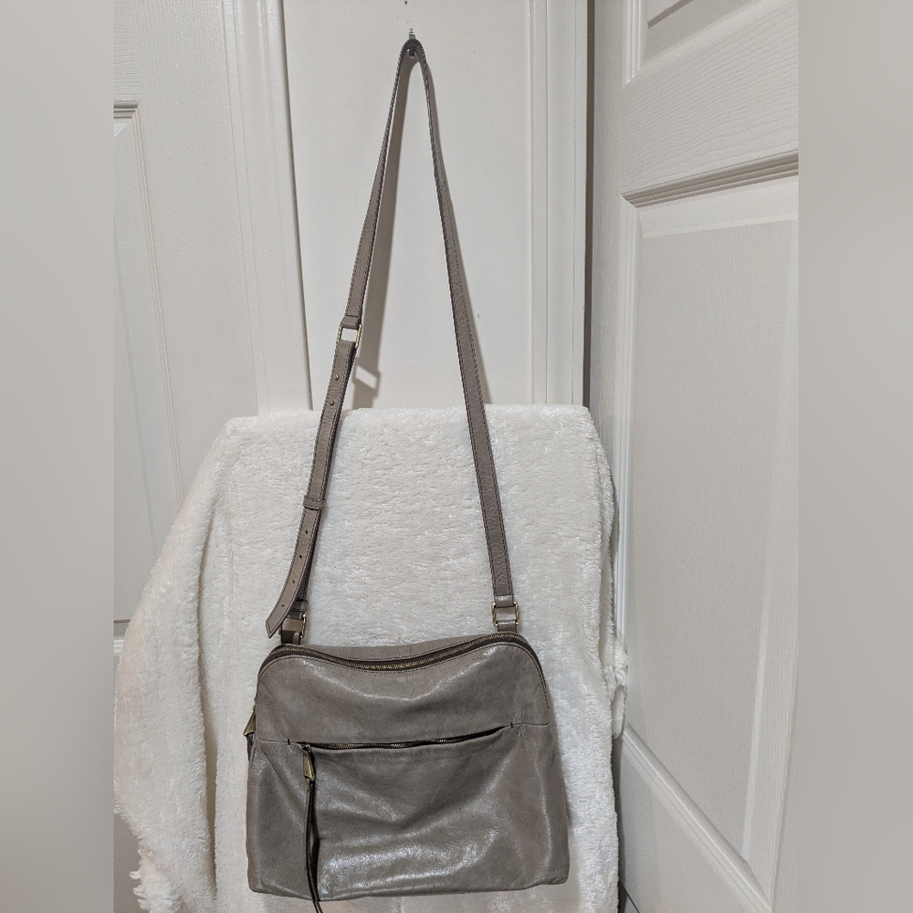 HOBO Metallic Gray Crossbody Bag